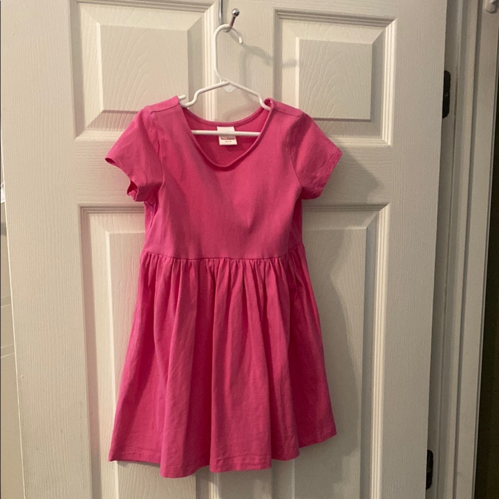 Pink Fit and Flare Casual Dress with Crew Neck